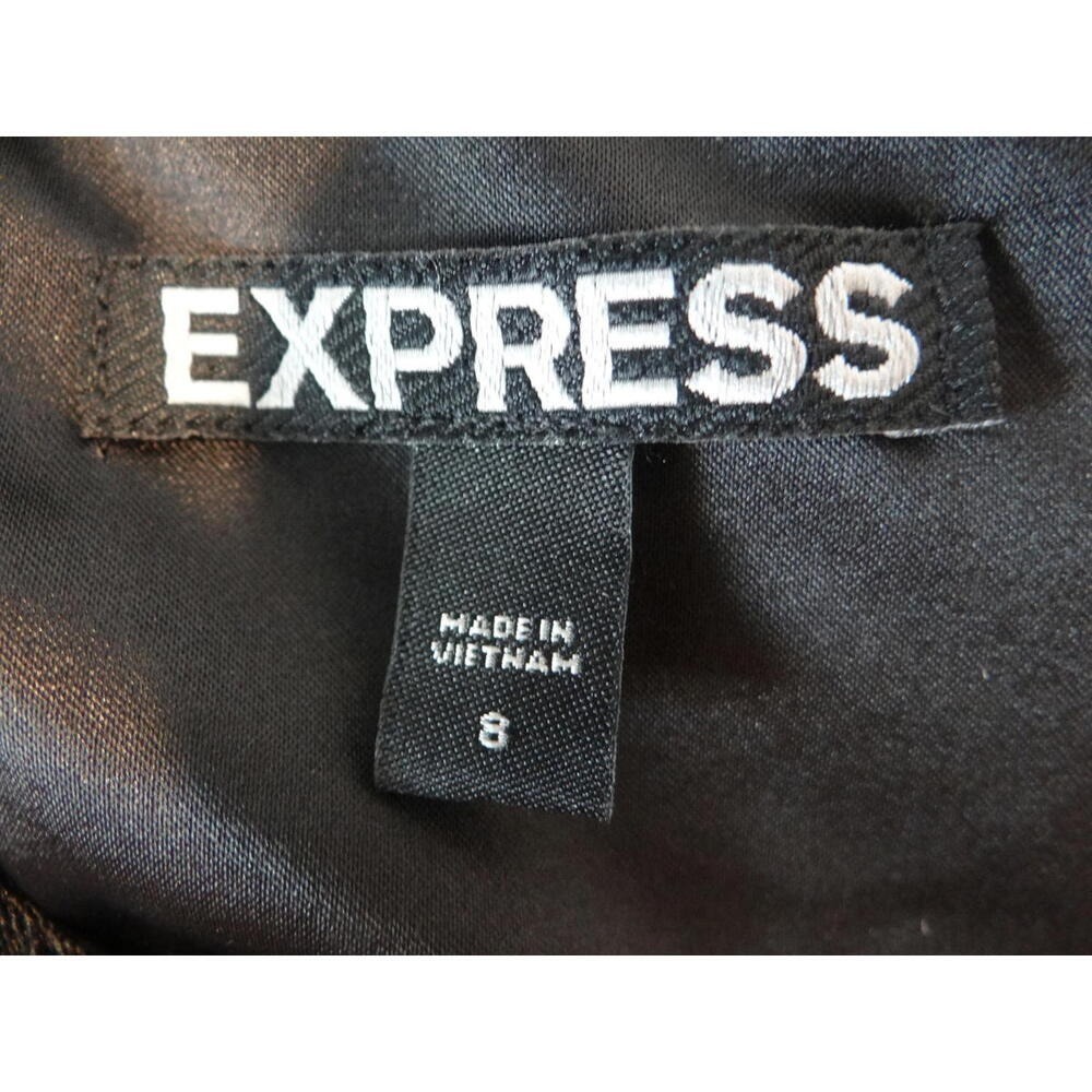 Express Black Lace Fit and Flare Dress with Front Zipper - Picture 3 of 4